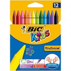 Boite de 12 crayons cire Bic Kids Plastidecor